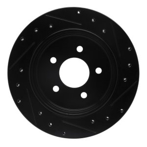 Ford Crown Victoria Brake Rotor (1) - Rear Left - R1 Concepts - Drilled & Slotted - Black - `03-`11